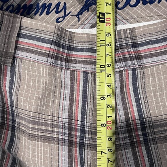 Tommy Bahama Mens Shorts 34 Plaid Linen Silk Blend Flat Front Casual Resort - Picture 7 of 9